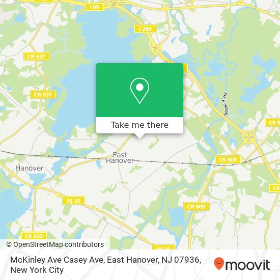 Mapa de McKinley Ave Casey Ave, East Hanover, NJ 07936