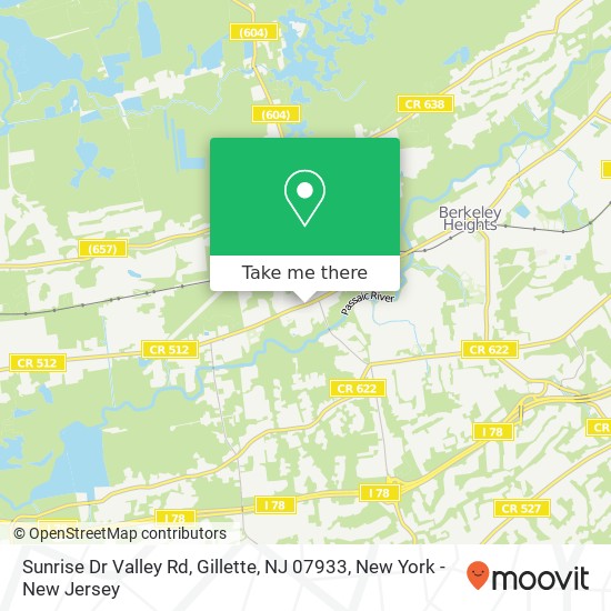 Mapa de Sunrise Dr Valley Rd, Gillette, NJ 07933