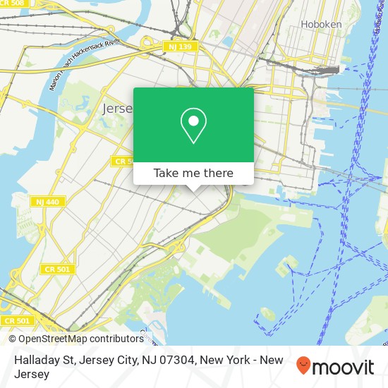 Mapa de Halladay St, Jersey City, NJ 07304