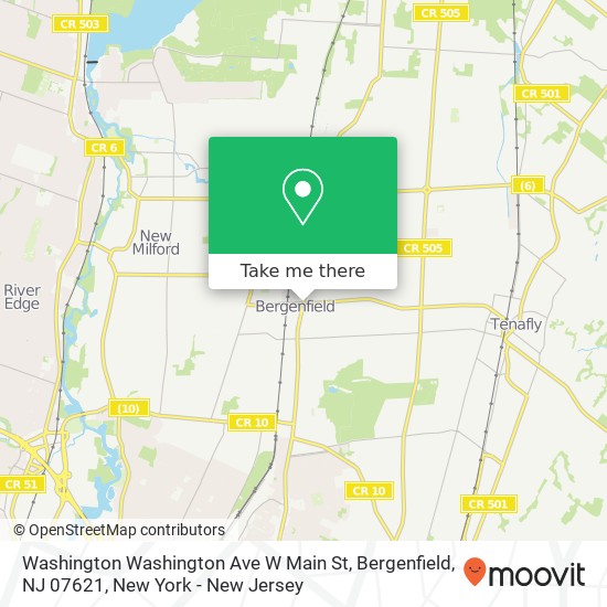 Mapa de Washington Washington Ave W Main St, Bergenfield, NJ 07621