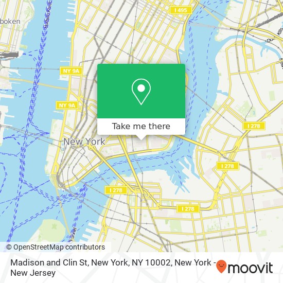 Madison and Clin St, New York, NY 10002 map
