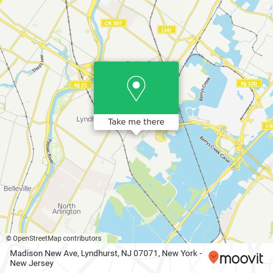 Mapa de Madison New Ave, Lyndhurst, NJ 07071