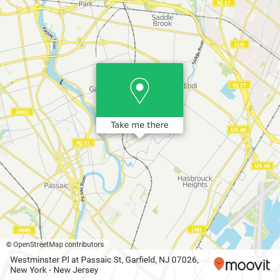 Mapa de Westminster Pl at Passaic St, Garfield, NJ 07026