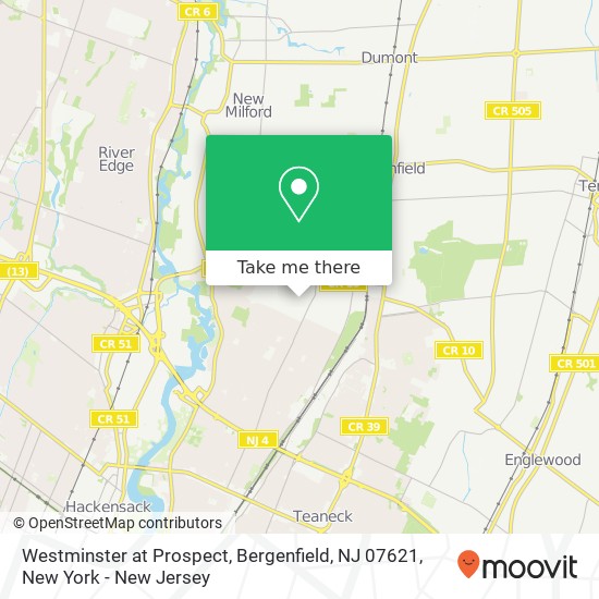 Mapa de Westminster at Prospect, Bergenfield, NJ 07621