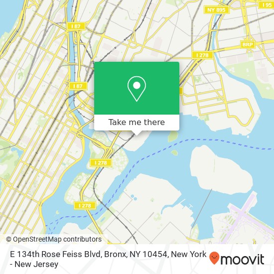 Mapa de E 134th Rose Feiss Blvd, Bronx, NY 10454