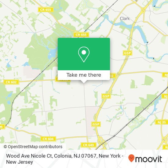 Mapa de Wood Ave Nicole Ct, Colonia, NJ 07067