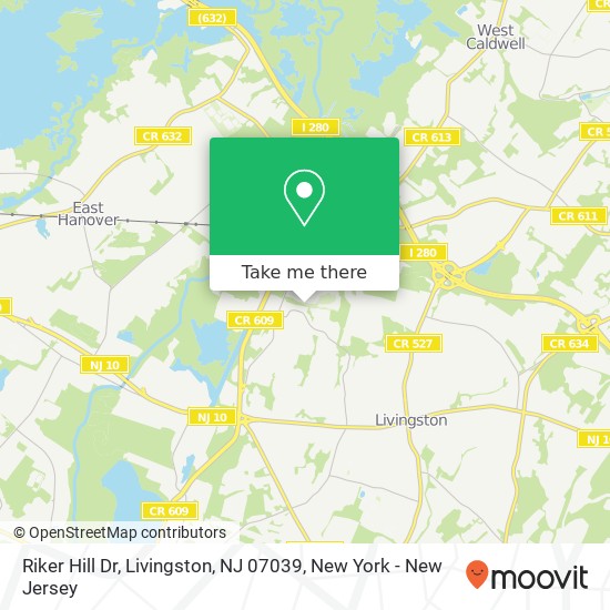 Mapa de Riker Hill Dr, Livingston, NJ 07039