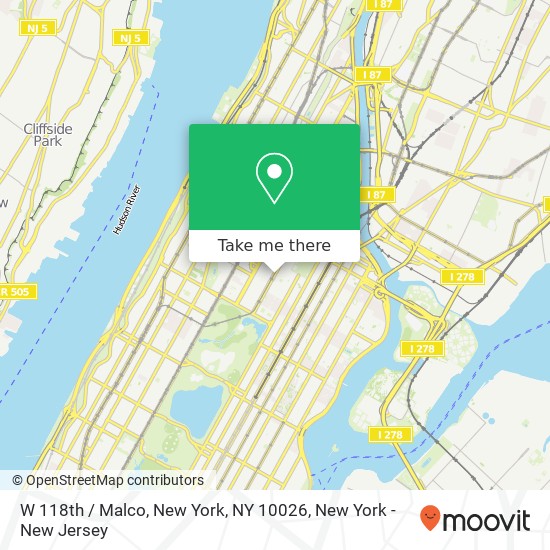 W 118th / Malco, New York, NY 10026 map