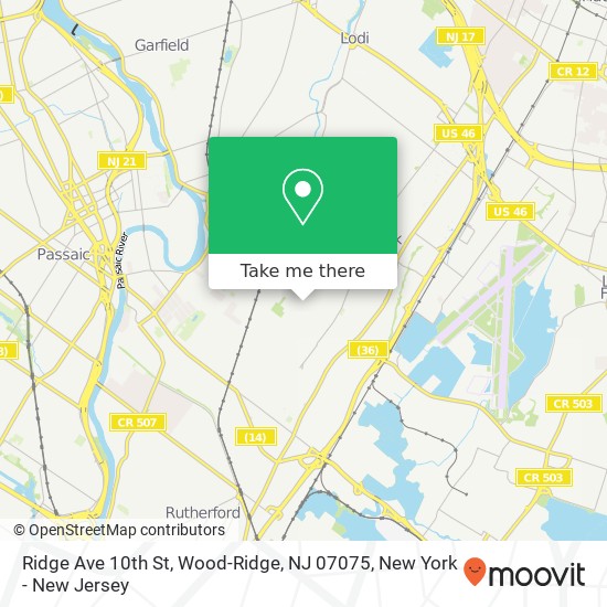 Ridge Ave 10th St, Wood-Ridge, NJ 07075 map