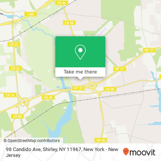 Mapa de 98 Candido Ave, Shirley, NY 11967