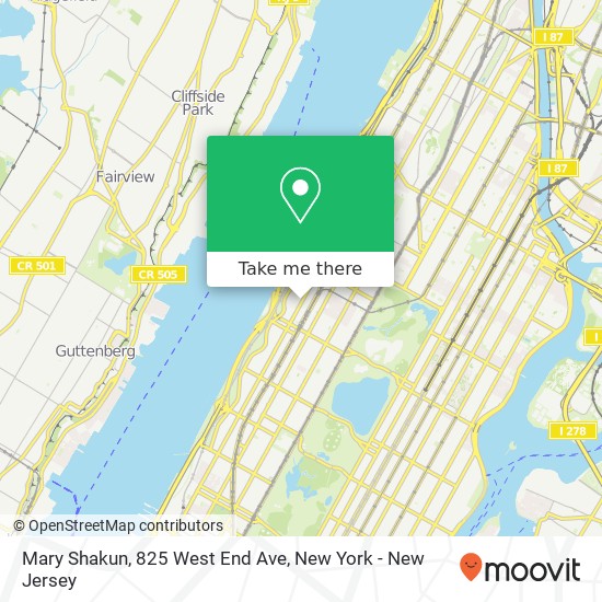 Mapa de Mary Shakun, 825 West End Ave