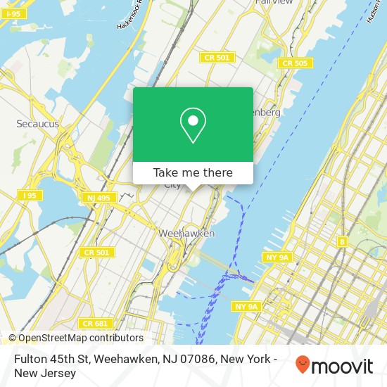 Mapa de Fulton 45th St, Weehawken, NJ 07086