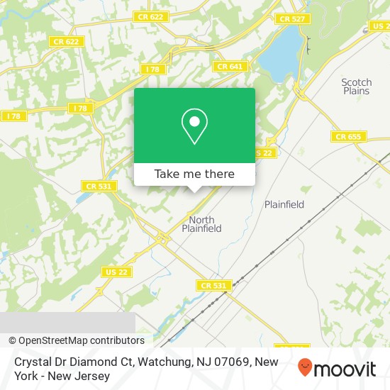 Crystal Dr Diamond Ct, Watchung, NJ 07069 map