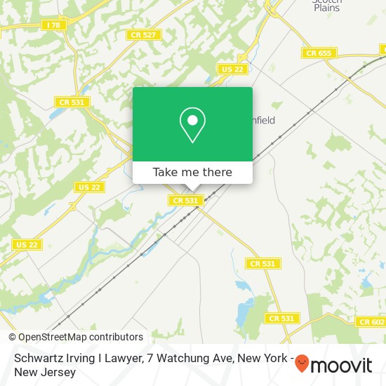 Mapa de Schwartz Irving I Lawyer, 7 Watchung Ave