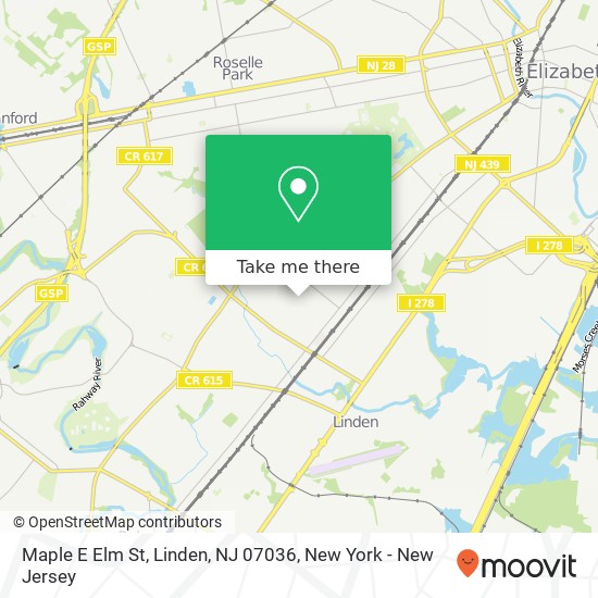 Mapa de Maple E Elm St, Linden, NJ 07036