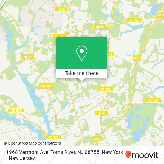 Mapa de 1968 Vermont Ave, Toms River, NJ 08755