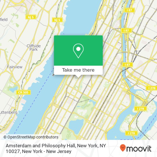 Mapa de Amsterdam and Philosophy Hall, New York, NY 10027