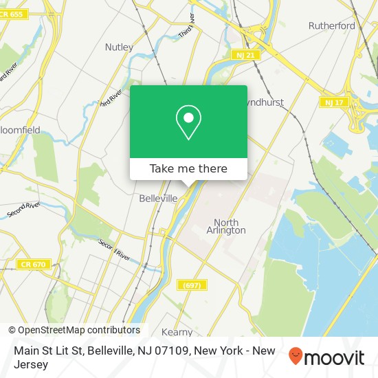 Mapa de Main St Lit St, Belleville, NJ 07109