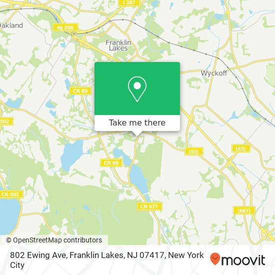 Mapa de 802 Ewing Ave, Franklin Lakes, NJ 07417