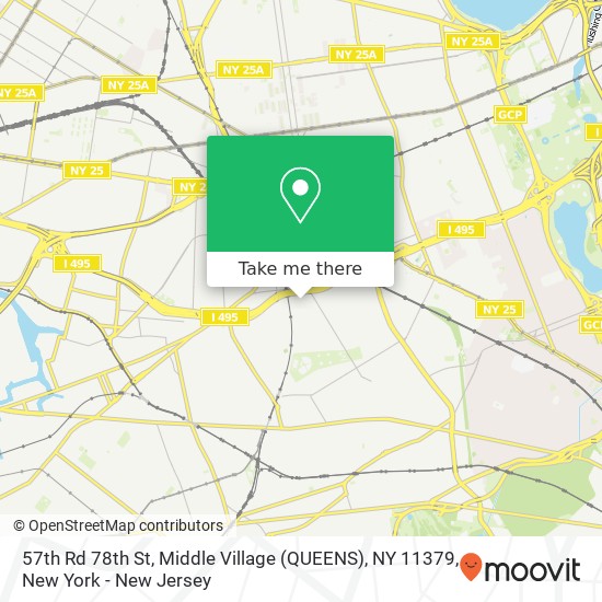 Mapa de 57th Rd 78th St, Middle Village (QUEENS), NY 11379