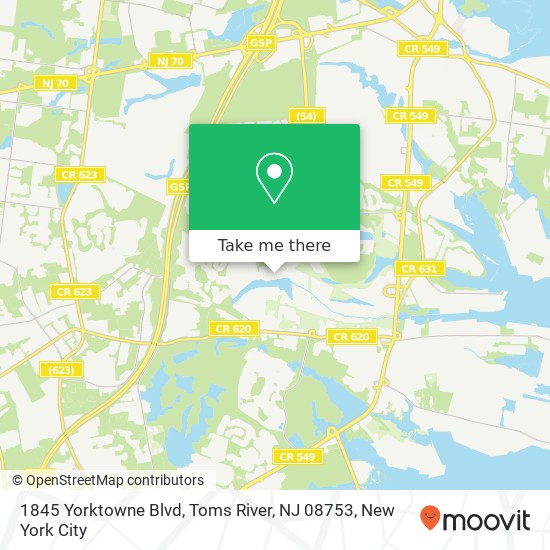 Mapa de 1845 Yorktowne Blvd, Toms River, NJ 08753