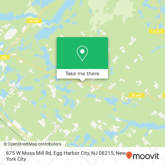Mapa de 875 W Moss Mill Rd, Egg Harbor City, NJ 08215