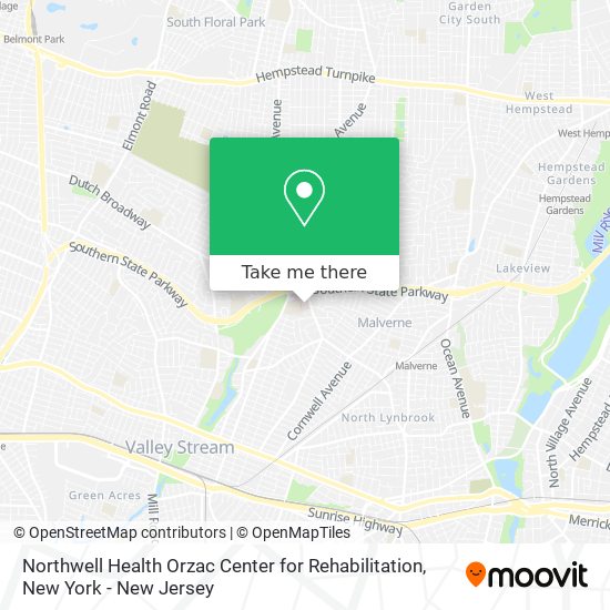 Mapa de Northwell Health Orzac Center for Rehabilitation
