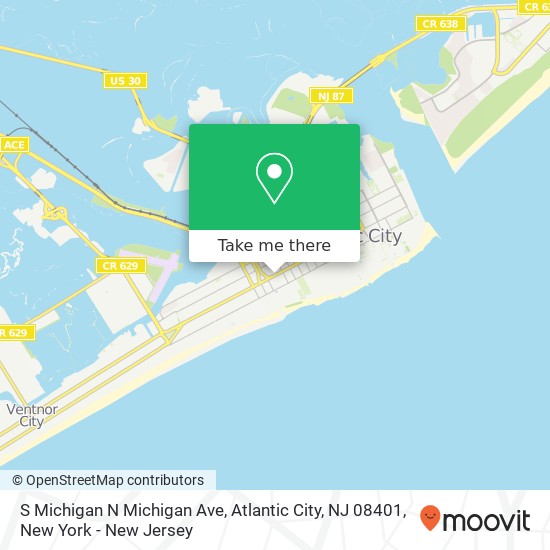 Mapa de S Michigan N Michigan Ave, Atlantic City, NJ 08401