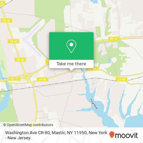 Mapa de Washington Ave CR-80, Mastic, NY 11950