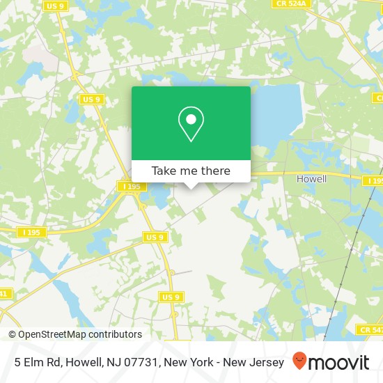 Mapa de 5 Elm Rd, Howell, NJ 07731