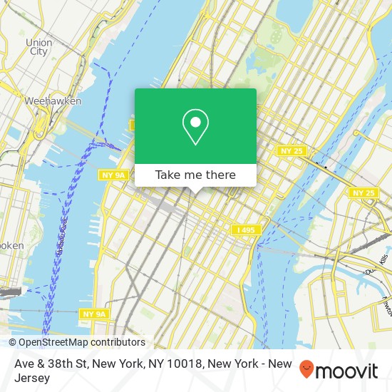 Mapa de Ave & 38th St, New York, NY 10018