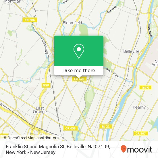Franklin St and Magnolia St, Belleville, NJ 07109 map