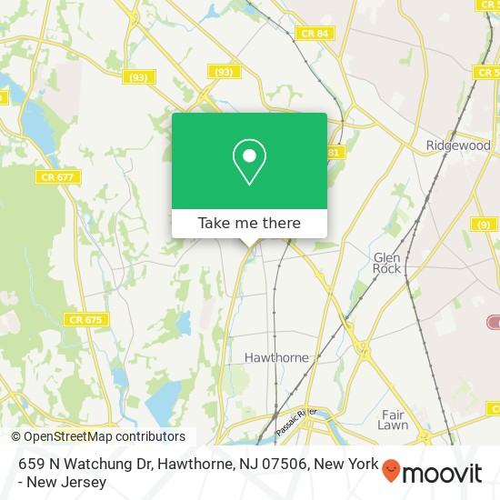 Mapa de 659 N Watchung Dr, Hawthorne, NJ 07506