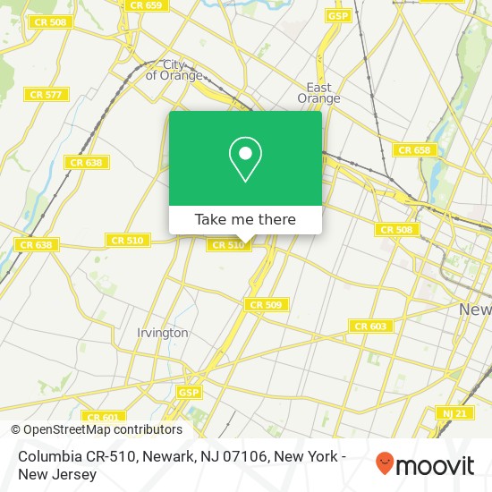 Mapa de Columbia CR-510, Newark, NJ 07106