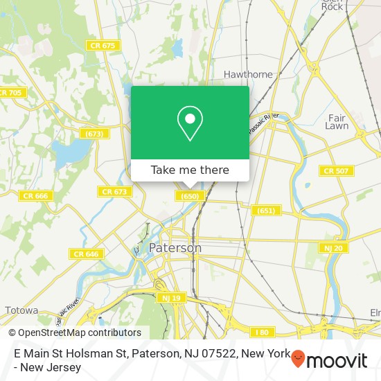 Mapa de E Main St Holsman St, Paterson, NJ 07522