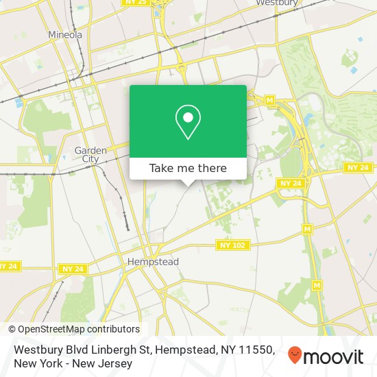 Mapa de Westbury Blvd Linbergh St, Hempstead, NY 11550