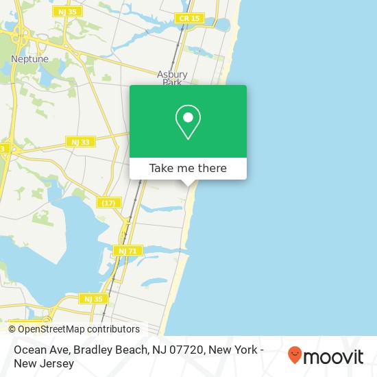 Mapa de Ocean Ave, Bradley Beach, NJ 07720