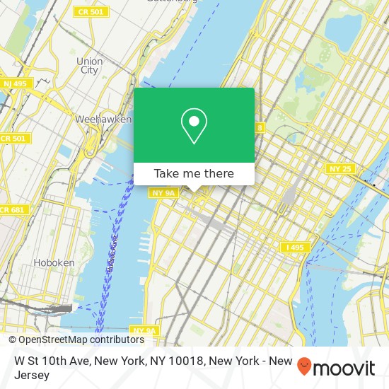 Mapa de W St 10th Ave, New York, NY 10018