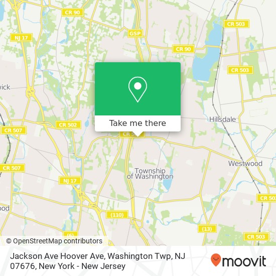 Jackson Ave Hoover Ave, Washington Twp, NJ 07676 map