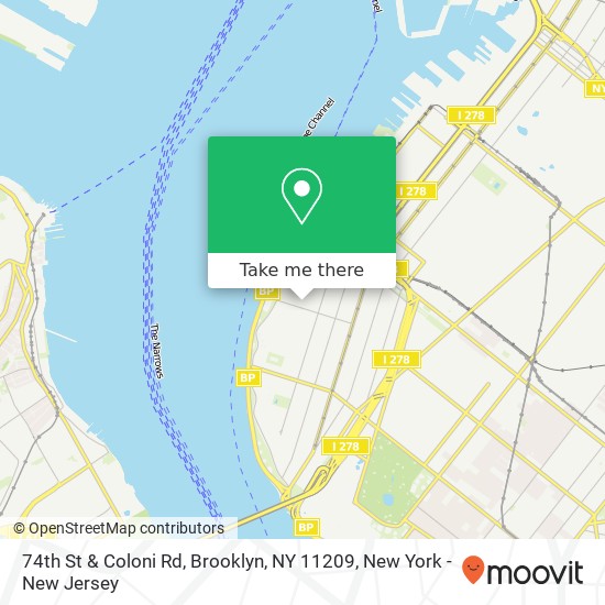 Mapa de 74th St & Coloni Rd, Brooklyn, NY 11209