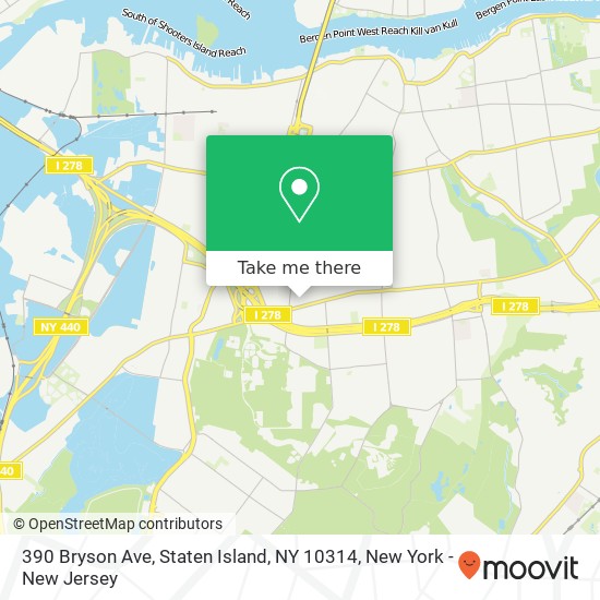 Mapa de 390 Bryson Ave, Staten Island, NY 10314