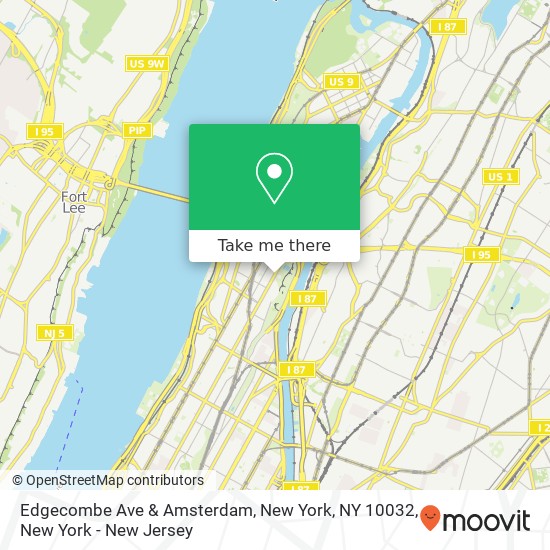 Edgecombe Ave & Amsterdam, New York, NY 10032 map