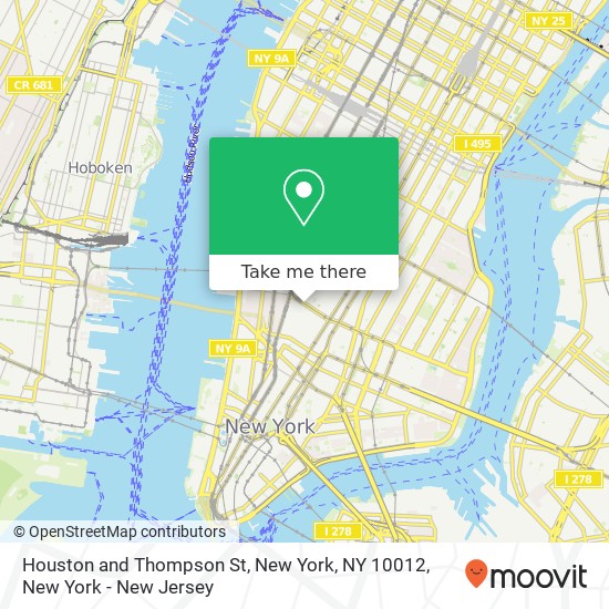 Houston and Thompson St, New York, NY 10012 map