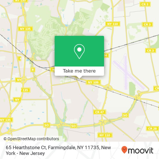 Mapa de 65 Hearthstone Ct, Farmingdale, NY 11735