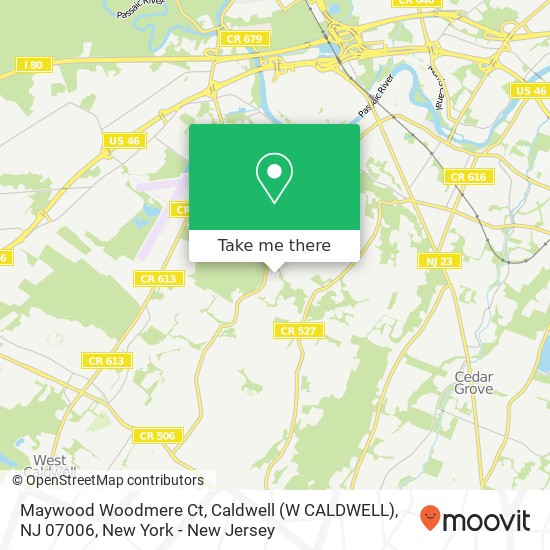 Maywood Woodmere Ct, Caldwell (W CALDWELL), NJ 07006 map
