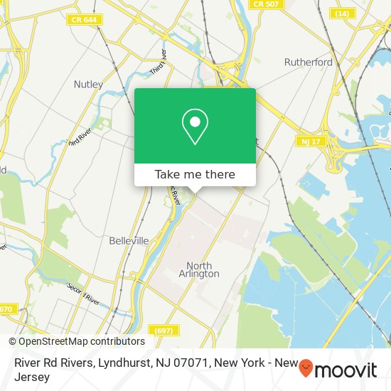 Mapa de River Rd Rivers, Lyndhurst, NJ 07071