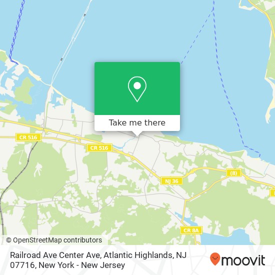 Mapa de Railroad Ave Center Ave, Atlantic Highlands, NJ 07716