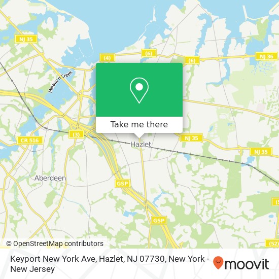 Mapa de Keyport New York Ave, Hazlet, NJ 07730