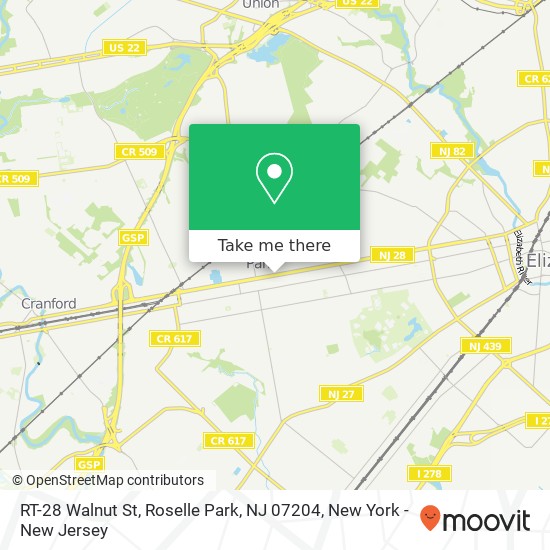 Mapa de RT-28 Walnut St, Roselle Park, NJ 07204