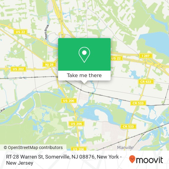 Mapa de RT-28 Warren St, Somerville, NJ 08876